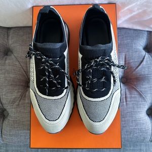 HERMES Addict Stretch Sneaker w/ Goatskin